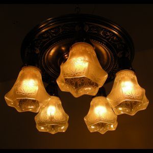Nickel Over Bronze Griffin Chandelier
