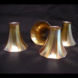 Set of Four Quezal Art Glass Shades