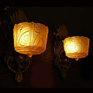 Pair of 1930s Art Deco Slip Shade Sconces
