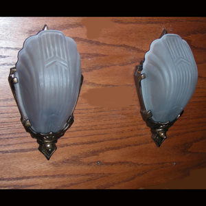 Pair 1930s Art Deco Slip Shade Sconces