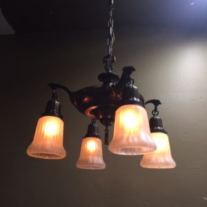 1920s Original Finish Four Light Pan Fixture