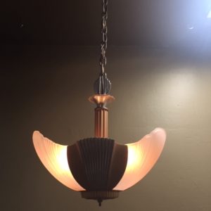 Three Light Art Deco Slip Shade Chandelier