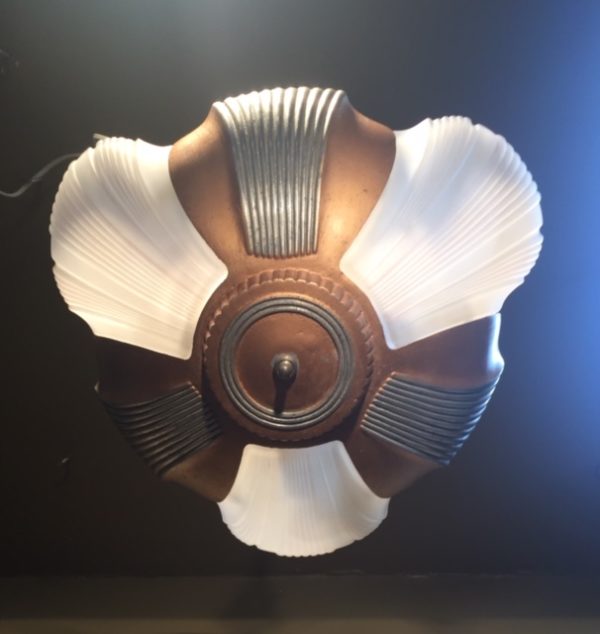 Three Light Art Deco Slip Shade Chandelier - Image 2