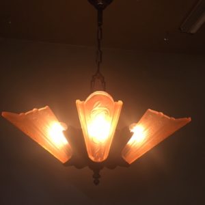 1920s Art Deco Slip Shade Chandelier