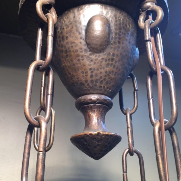 Circa 1910-1920 Arts & Crafts Chandelier w/ Steuben Shades - Image 3