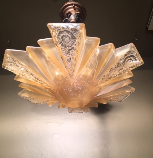 Large "Modernizer" Art Deco Pendant by Consolidated Glass Co