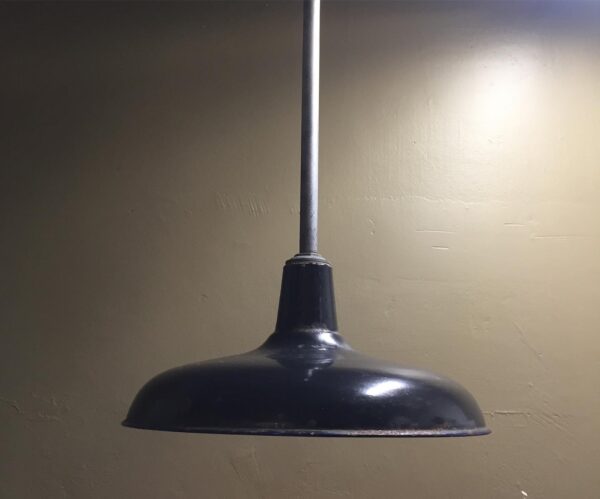 Rare Black Porcelain Enamel Industrial Light - Image 3