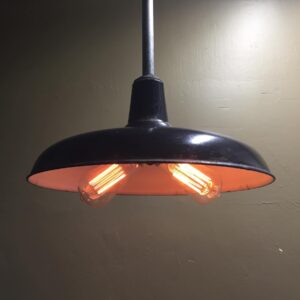 Rare Black Porcelain Enamel Industrial Light