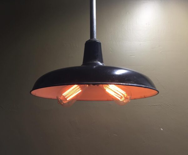 Rare Black Porcelain Enamel Industrial Light