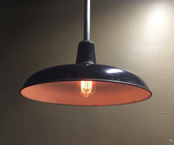 Rare Black Porcelain Enamel Industrial Light - Image 2