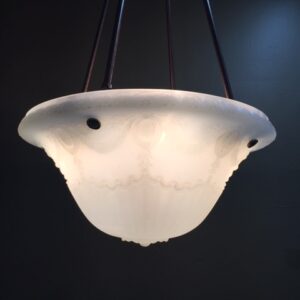 Circa 1910 Neoclassical Camphor Glass Bowl Chandelier