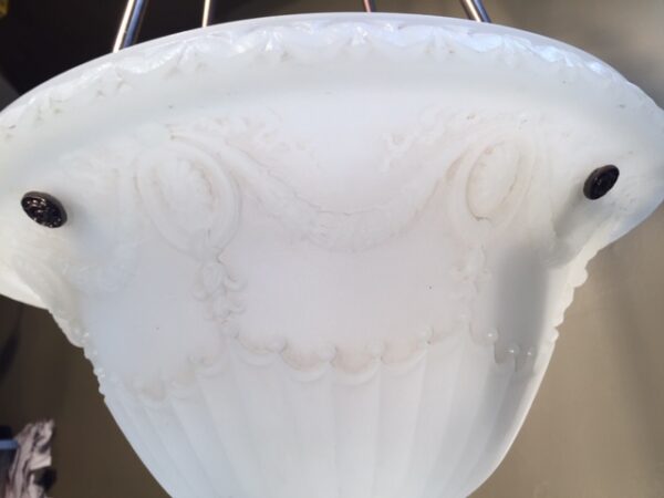 Circa 1910 Neoclassical Camphor Glass Bowl Chandelier - Image 10