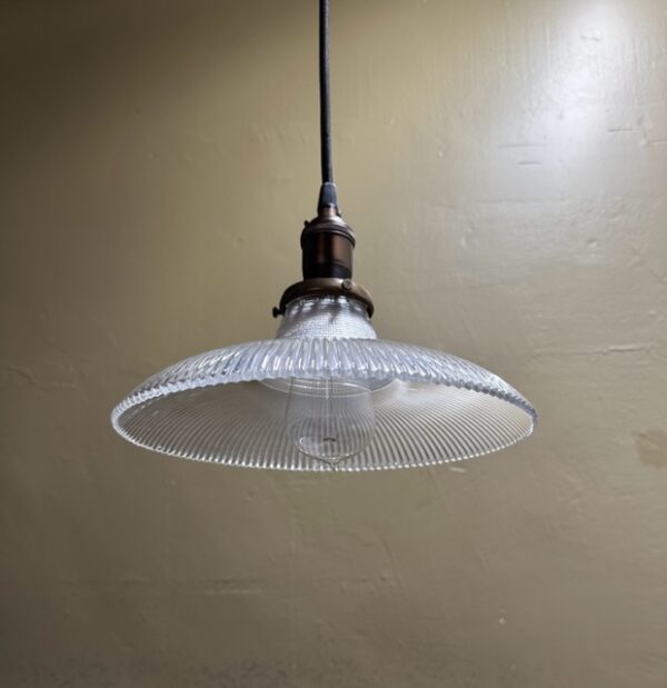 Circa 1910 Holophane Prismatic Glass Pendant - Image 4