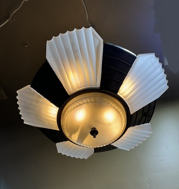 Seven Light Art Deco Slip Shade Chandelier - Image 10