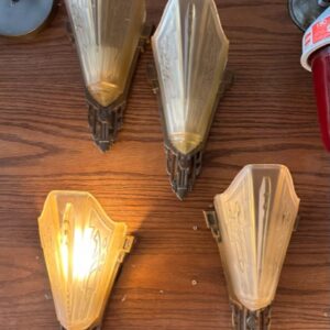 1930s Art Deco Slip Shade Wall Sconces