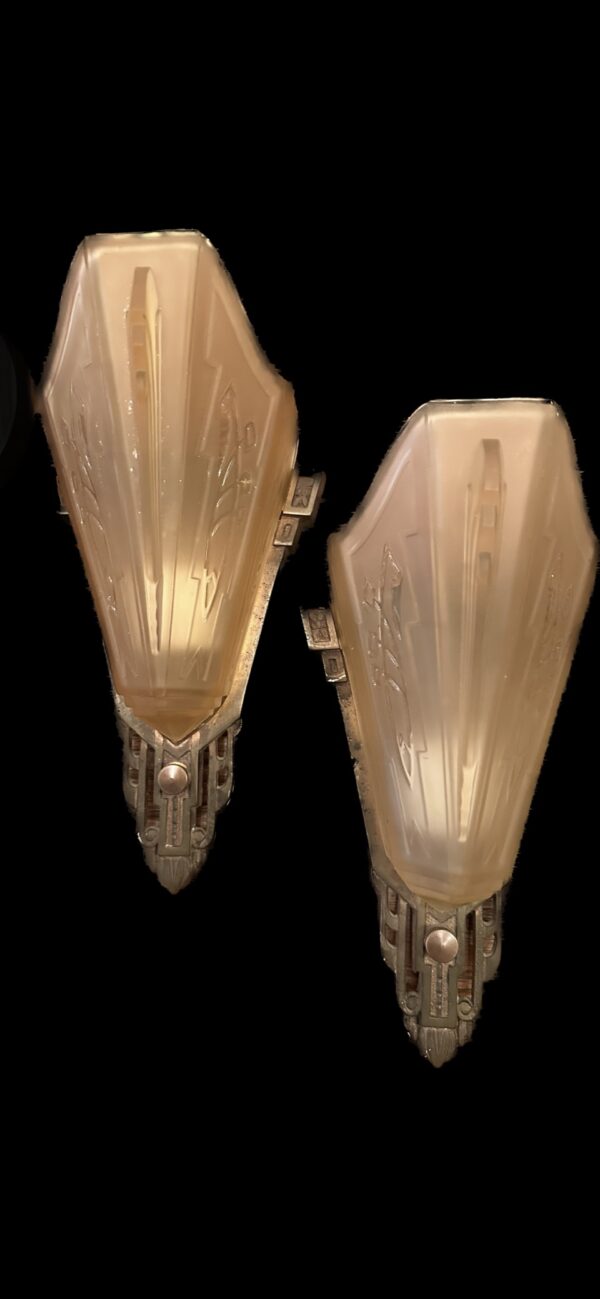 1930s Art Deco Slip Shade Wall Sconces - Image 7