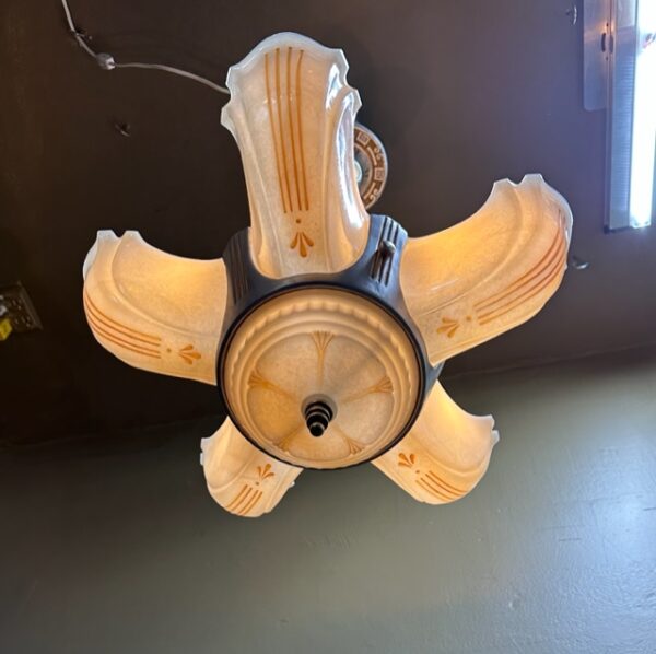 1930s Art Deco Slip Shade Chandelier (Markel) - Image 6