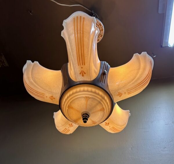 1930s Art Deco Slip Shade Chandelier (Markel) - Image 2