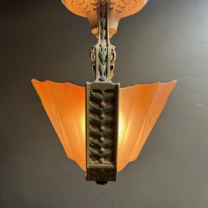 1920s Art Deco Slip Shade Chandelier (Flush Mount)