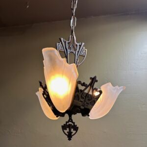 Three Light Art Deco Slip Shade Chandelier