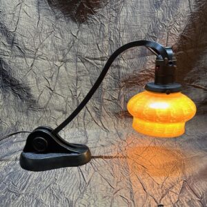Early 1900s Bronze Art Glass Desk / Piano Lamp