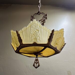 1920s Art Deco Slip Shade Chandelier