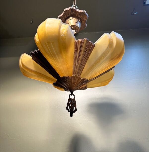 Art Deco Slip Shade Chandelier (Semi-Flush) - Image 8
