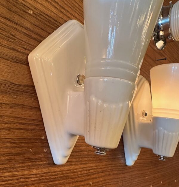 Pair of Art Deco Porcelain Bathroom Sconces - Image 4