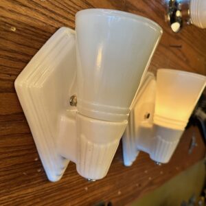 Pair of Art Deco Porcelain Bathroom Sconces