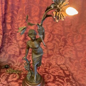 Early 1900s Art Nouveau French Figural Lamp