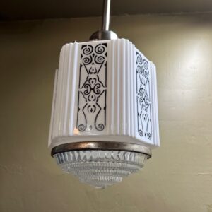 (Three) 1920s Art Deco Pendants w/ Black Enamel Pattern