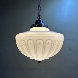 1920s Embossed Milk Glass Pendant