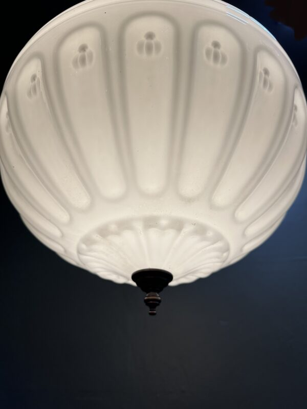 1920s Embossed Milk Glass Pendant - Image 6