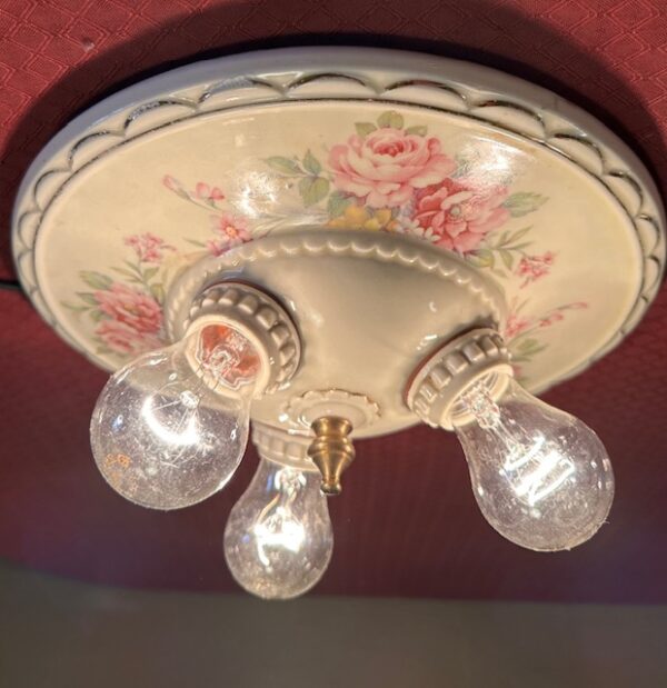 Beautiful 1920s Porcelain Flush Mount Chandelier