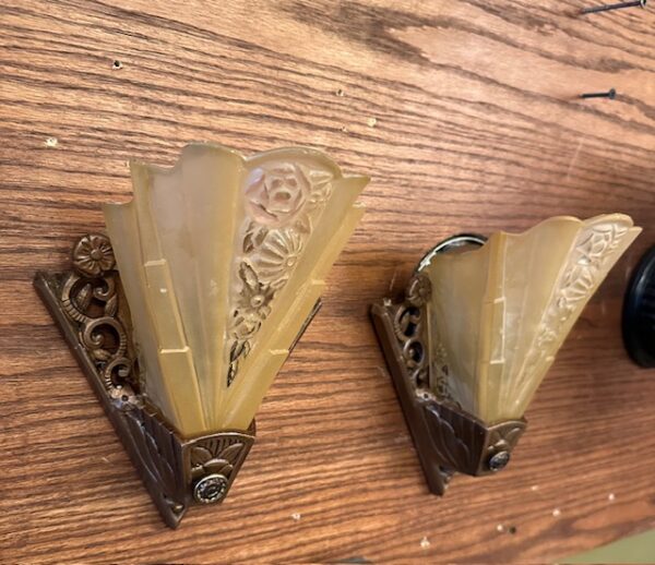 1920s Consolidated Glass Co Slip Shade Sconce - Image 5