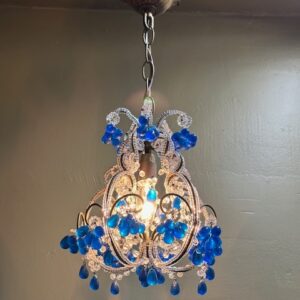 Petite French Beaded Crystal Chandelier