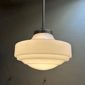 Large Art Deco Milk Glass Pendant (4 available)