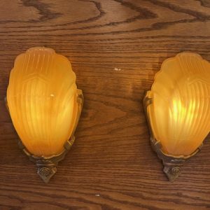 Pair of Art Deco Slip Shade Sconces