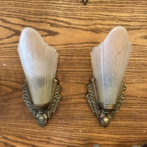 Pair of Art Deco Slip Shade Sconces